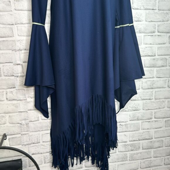 Navy Blue Bell Sleeve Fringe Dress Size 1X - Picture 3 of 4